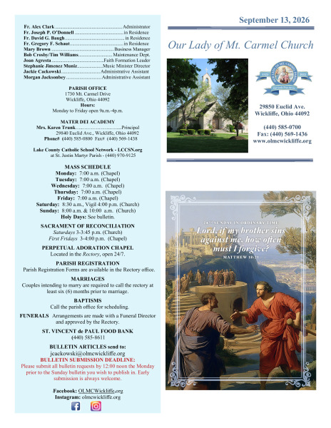 September 13th Bulletin